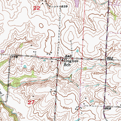 Topographic Map of Hughes School (historical), MO