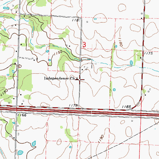 Topographic Map of Independence Church, MO