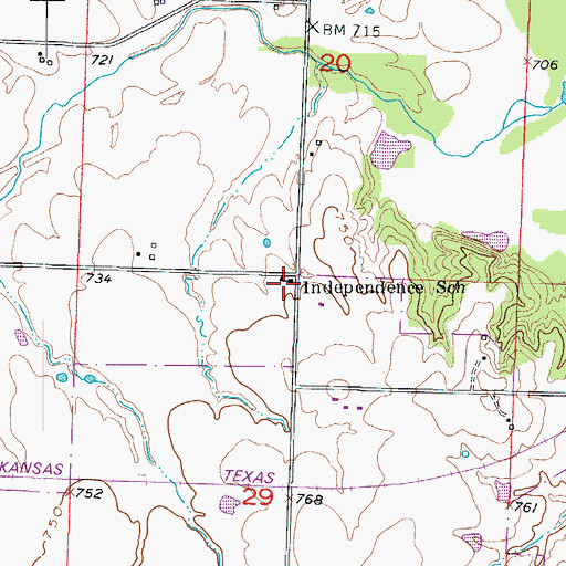 Topographic Map of Independence School (historical), MO