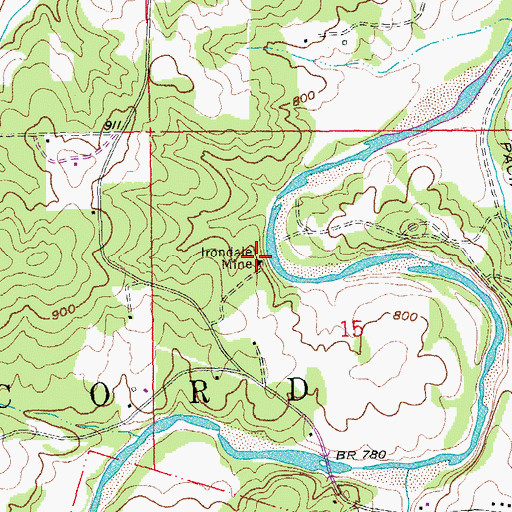 Topographic Map of Irondale Mine, MO