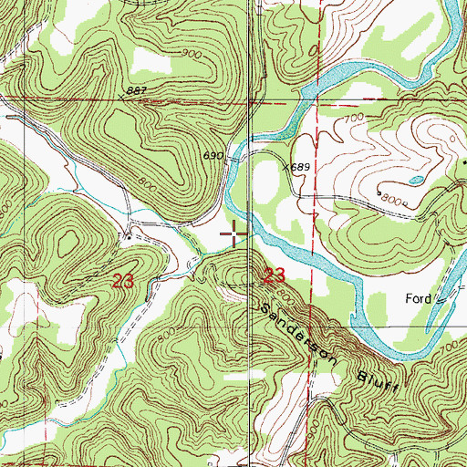 Topographic Map of Jacks Creek, MO