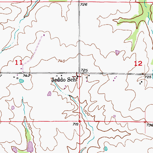 Topographic Map of Jeddo School, MO