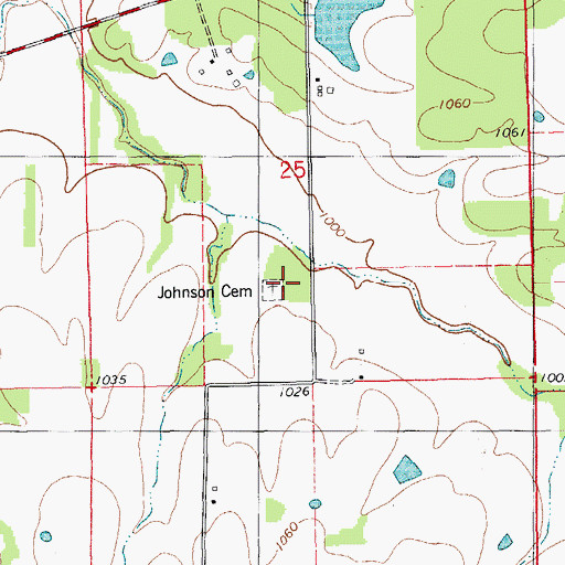Topographic Map of Johnson Cemetery, MO