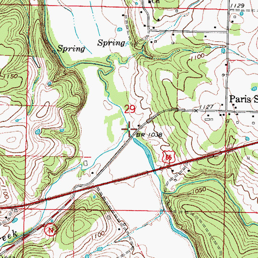 Topographic Map of Johnson Creek, MO