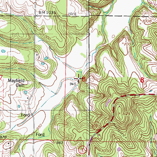 Topographic Map of Jordan Creek, MO