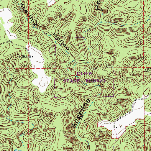 Topographic Map of Keeling Hollow, MO