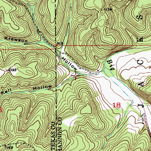 Topographic Map of Kell Hollow, MO