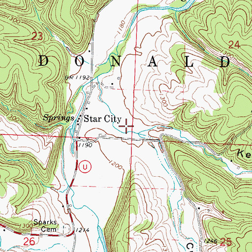Topographic Map of Kemp Hollow, MO