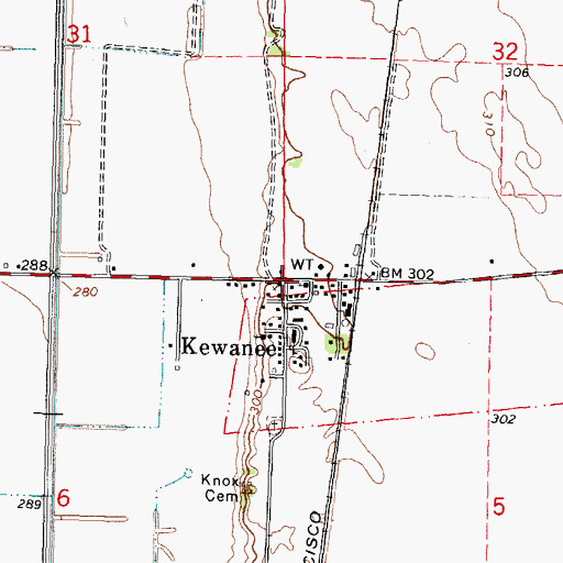Topographic Map of Kewanee, MO
