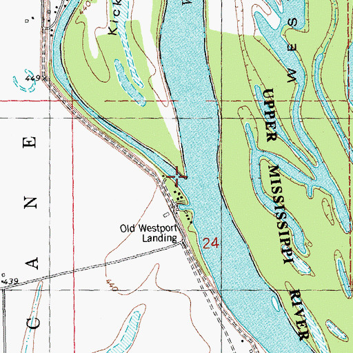 Topographic Map of Kickapoo Chute, MO