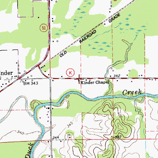 Topographic Map of Kinder Chapel, MO
