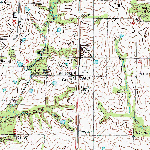 Topographic Map of Knox Church, MO