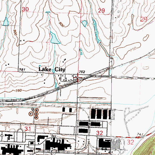 Topographic Map of Lake City, MO