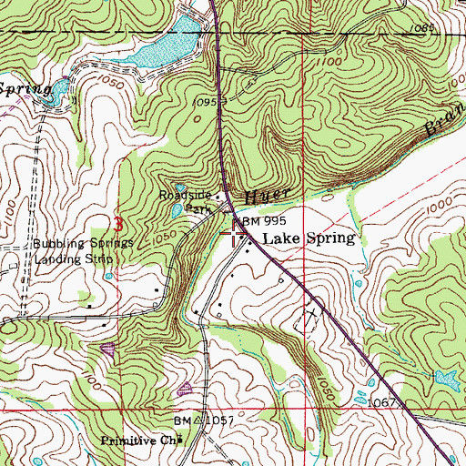 Topographic Map of Lake Spring, MO