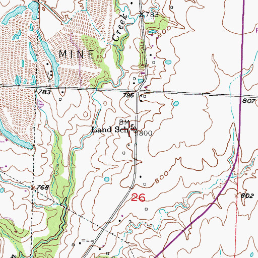 Topographic Map of Land School (historical), MO
