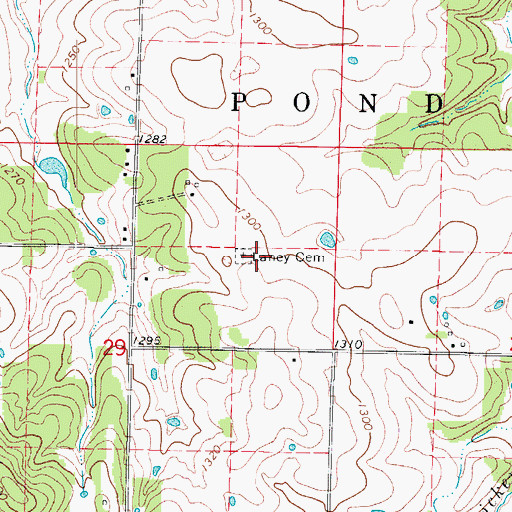 Topographic Map of Laney Cemetery, MO