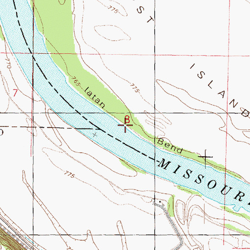 Topographic Map of Latan Bend, MO