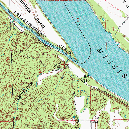 Topographic Map of Lawrence Hollow, MO