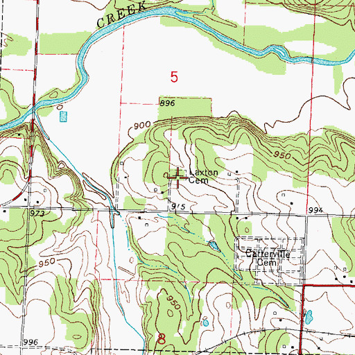 Topographic Map of Carter-Laxton Cemetery (Carter Memorial Cemetery), MO
