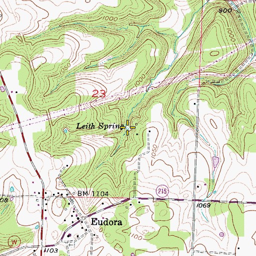 Topographic Map of Leith Spring, MO