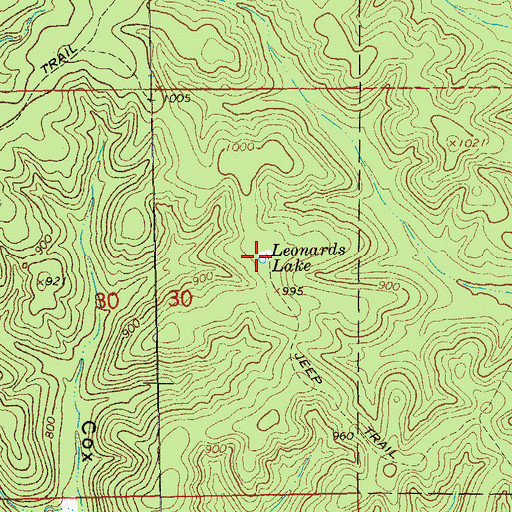 Topographic Map of Leonards Lake, MO