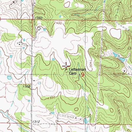 Topographic Map of Letterman Cemetery, MO