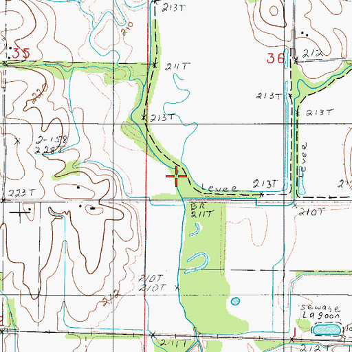 Topographic Map of Lewis Creek, MO