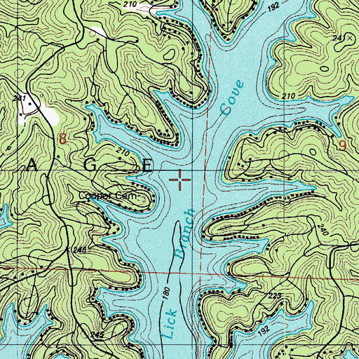 Topographic Map of Lick Branch Cove, MO