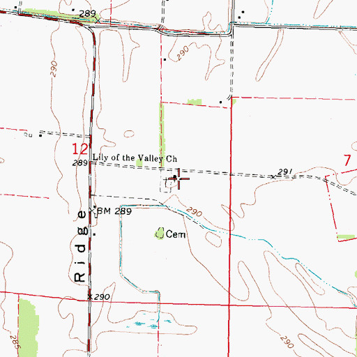 Topographic Map of Lily of the Valley Church, MO