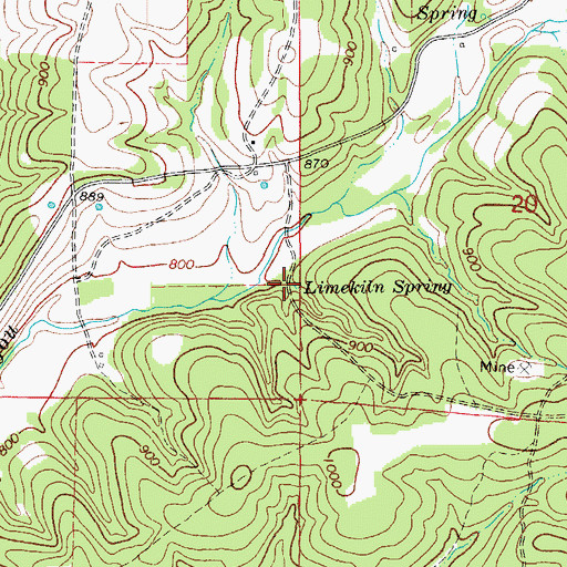 Topographic Map of Limekiln Spring, MO