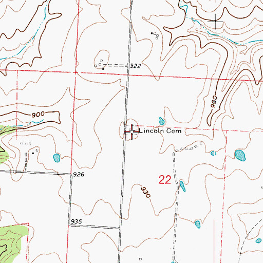 Topographic Map of Lincoln Cemetery, MO