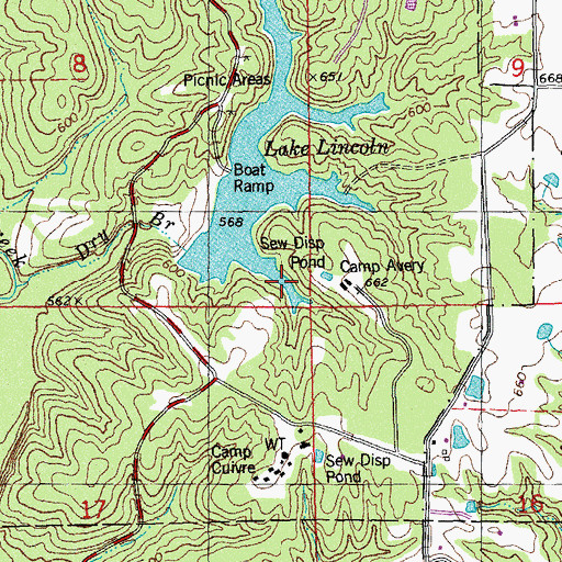 Topographic Map of Lake Lincoln, MO