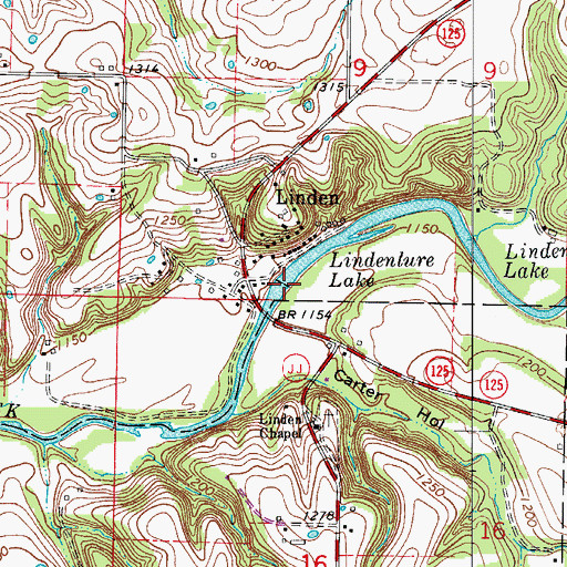 Topographic Map of Lindenlure Lake, MO