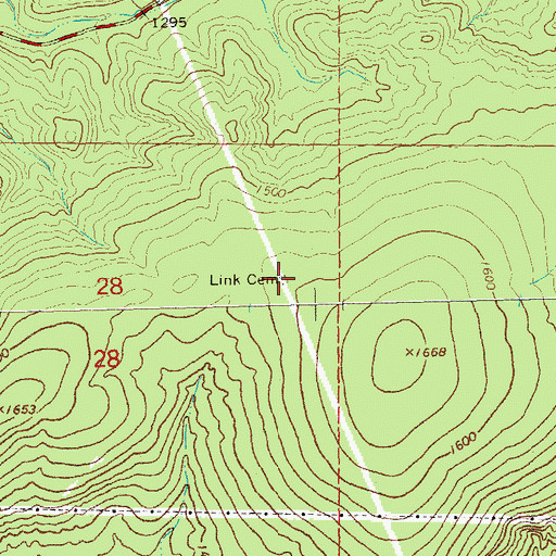 Topographic Map of Link Cemetery, MO