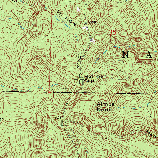 Topographic Map of Huffman Gap, AR