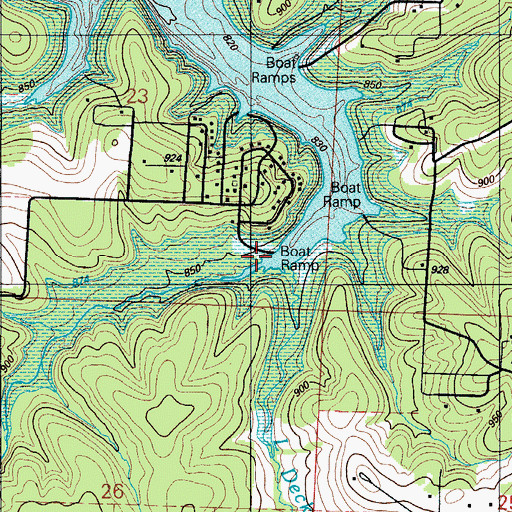 Topographic Map of Little Decker Branch, MO