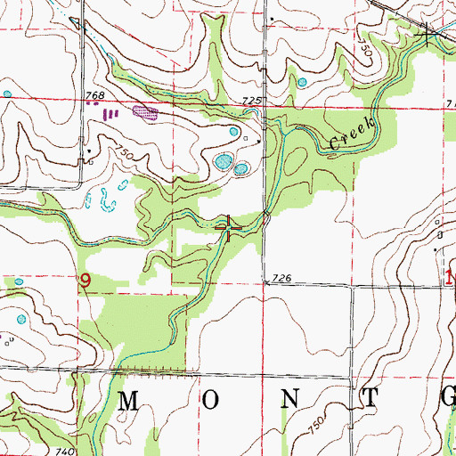 Topographic Map of Little Elkhorn Creek, MO