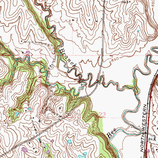 Topographic Map of Little Jordan Branch, MO