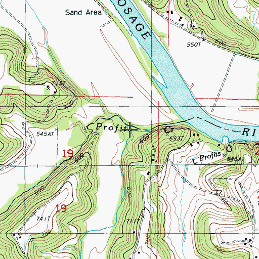 Topographic Map of Little Profits Creek, MO