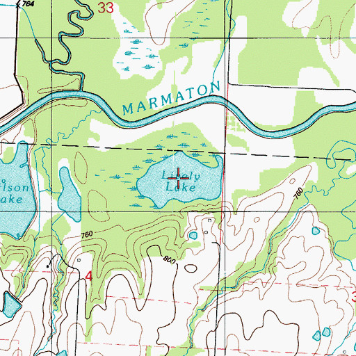 Topographic Map of Lively Lake, MO