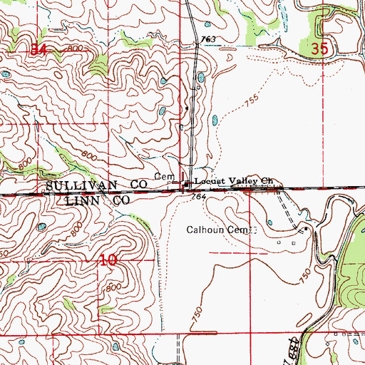 Topographic Map of Locust Valley Church, MO