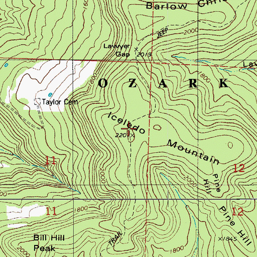 Topographic Map of Iceledo Mountain, AR