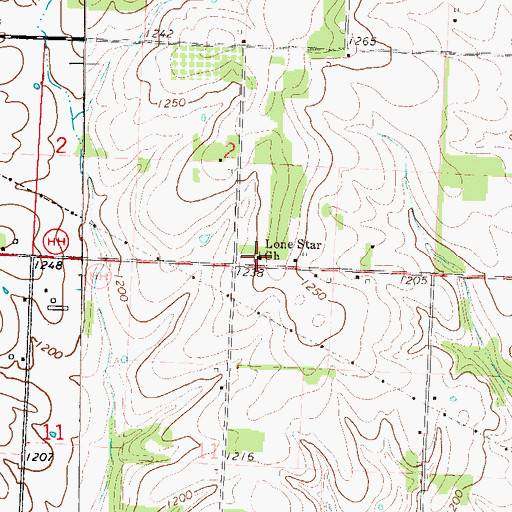 Topographic Map of Lone Star Church, MO