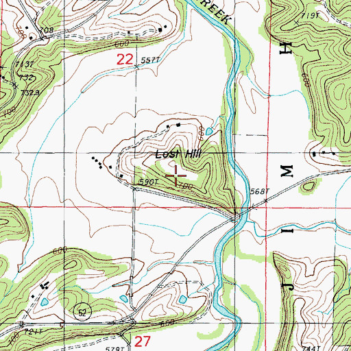 Topographic Map of Lost Hill, MO