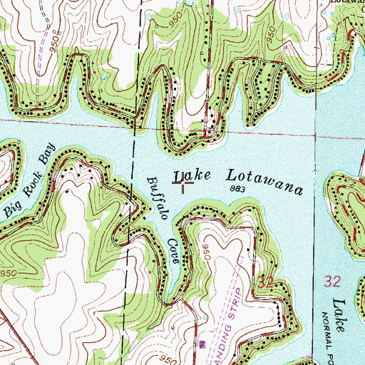 Topographic Map of Lake Lotawana, MO