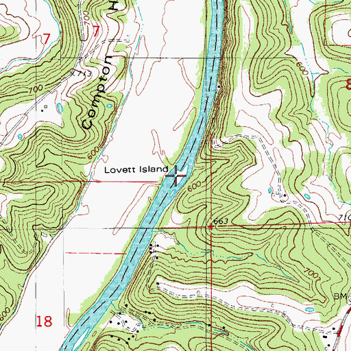 Topographic Map of Lovett Island, MO