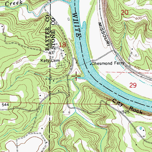 Topographic Map of Jacks Creek, AR