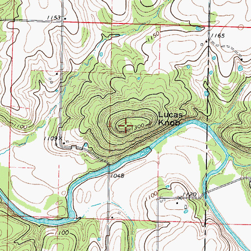 Topographic Map of Lucas Knob, MO