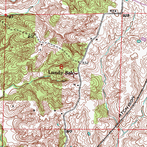 Topographic Map of Lundy School, MO