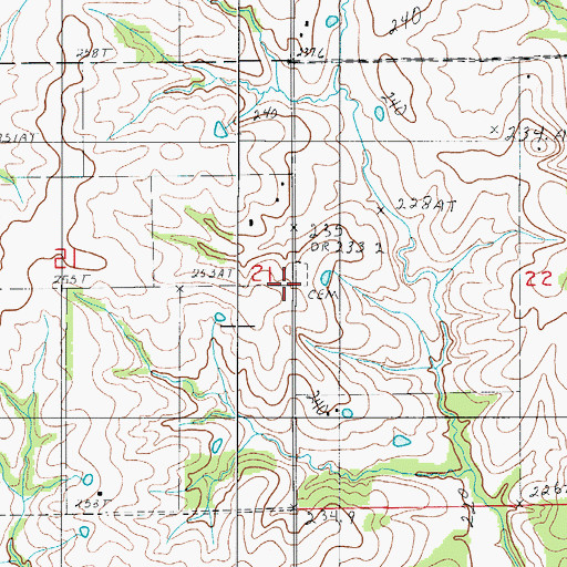 Topographic Map of Magnolia Church (historical), MO
